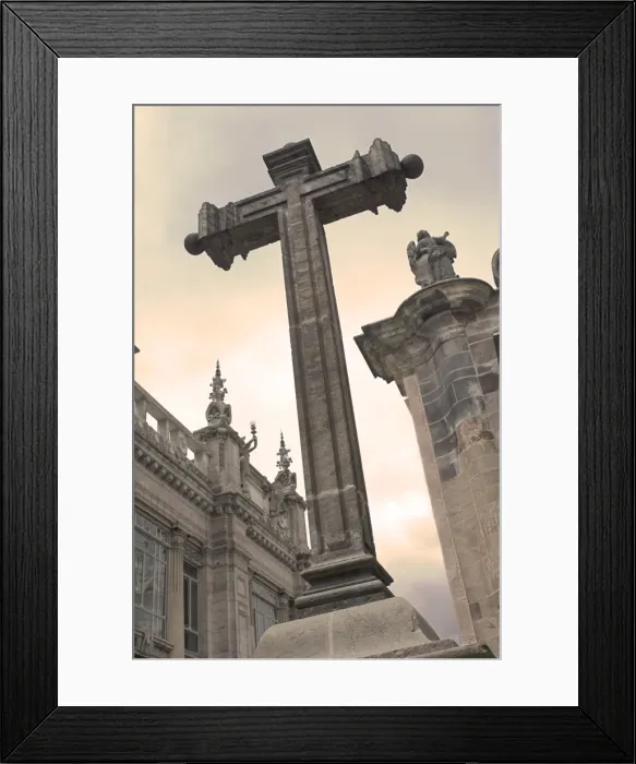 Framed Print : Stone cross, Church La Compania de Jesus, Quito, Ecuador