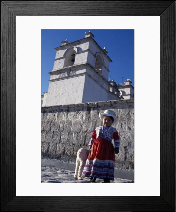 Framed Print : Quechua child and lamb Framed Print : Quechua child and lamb