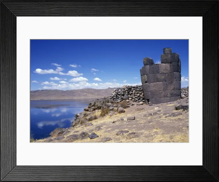 Framed Print : Chullpa (Inca burial chamber) with Lake Umayo behind Framed Print : Chullpa (Inca burial chamber) with Lake Umayo behind