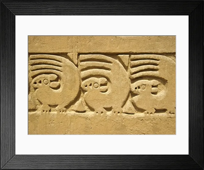 Framed Print : Adobe wall frieze incorporating sea otter and wave
