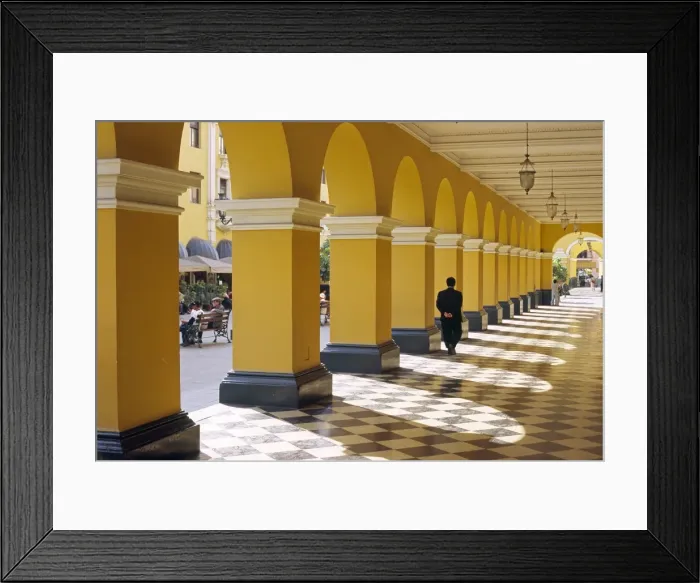 Framed Print : Pastel shades and colonial architecture on the Plaza de Armas in Lima Framed Print : Pastel shades and colonial architecture on the Plaza de Armas in Lima