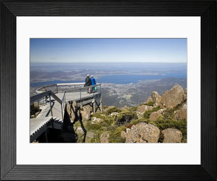 Framed Print : Tourists take in the spectaular view of Hobart from Framed Print : Tourists take in the spectaular view of Hobart from
