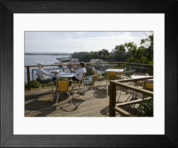 Framed Print : The terrace of the Strahan Village Hotel in Strahan