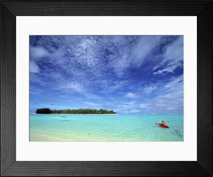 Framed Print : Kayaker, Muri Beach Framed Print : Kayaker, Muri Beach