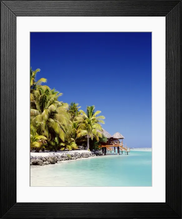 Framed Print : Palm Trees & Tropical Beach, Aitutaki Island, Cook Islands, Polynesia
