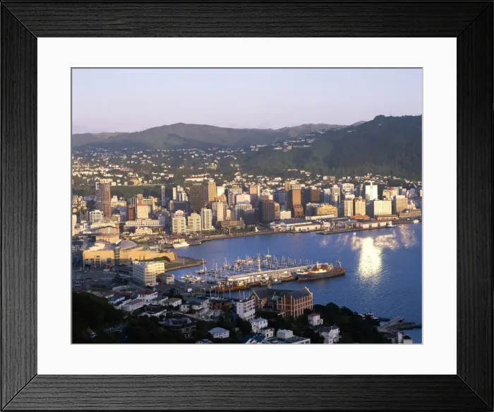 Framed Print : City Skyline & Harbour, Wellington, North Island, New Zealand