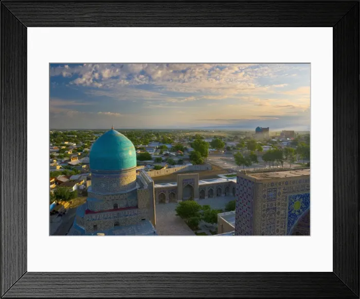 Framed Print : The blue domes of The Registan, Samarkand, Uzbekistan Framed Print : The blue domes of The Registan, Samarkand, Uzbekistan