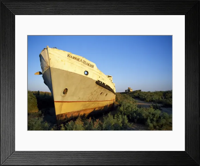 Framed Print : The rusting hulls of old Russian ships lie abandoned