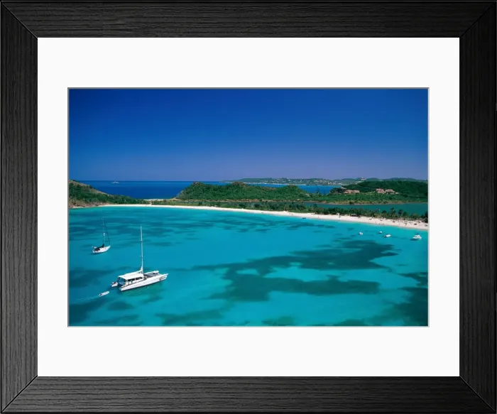 Framed Print : Deep Bay / Beach & Yachts / Blue Water, Antigua, Caribbean Islands Framed Print : Deep Bay / Beach & Yachts / Blue Water, Antigua, Caribbean Islands