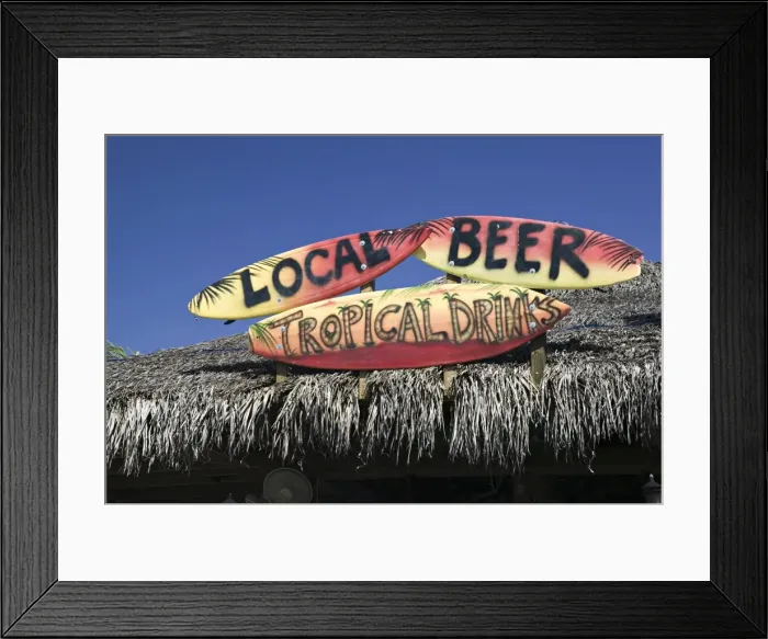 Framed Print : Beach Bar Sign, Grand Cayman, Cayman Islands, Caribbean