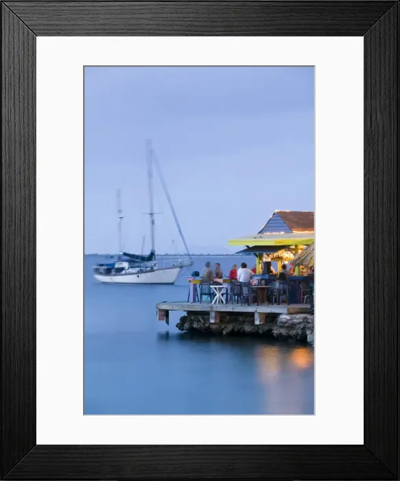 Framed Print : Pier Cafe, Kralendijk, Bonnaire, Netherlands Antilles, Caribbean Framed Print : Pier Cafe, Kralendijk, Bonnaire, Netherlands Antilles, Caribbean