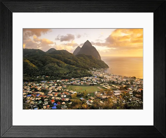 Framed Print : Pitons and Soufrierre, St Framed Print : Pitons and Soufrierre, St