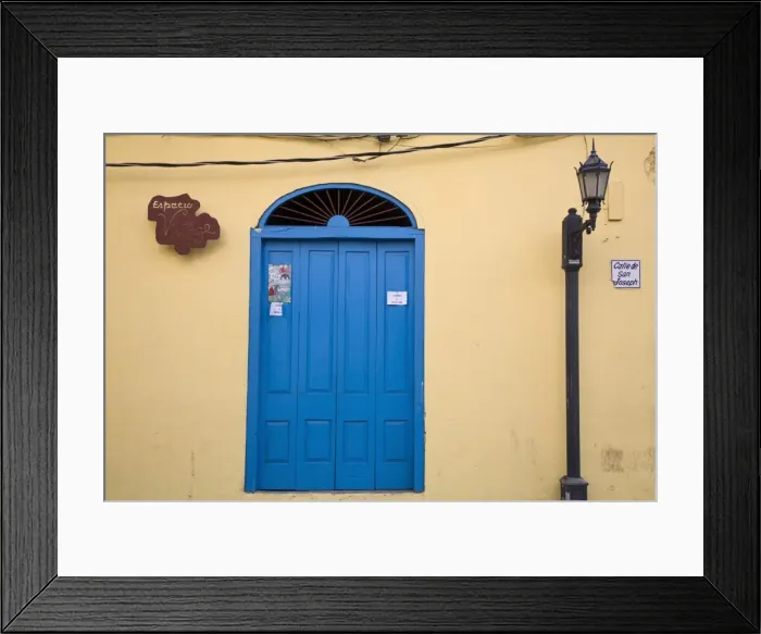 Framed Print : Panama, Panama City, Casco Viejo (San Felipe), Lamp-post by blue door Framed Print : Panama, Panama City, Casco Viejo (San Felipe), Lamp-post by blue door