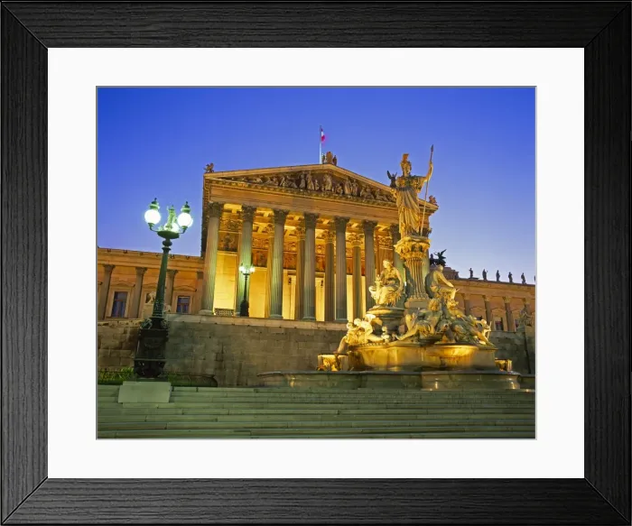 Framed Print : Athena fountain & Parliament building, Vienna, Austria