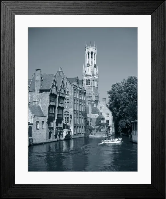 Framed Print : Belfry and canal Framed Print : Belfry and canal