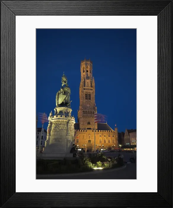 Framed Print : Belfort (Belfry) & Statue of Pieter de Coninck & Jan Breidel Framed Print : Belfort (Belfry) & Statue of Pieter de Coninck & Jan Breidel