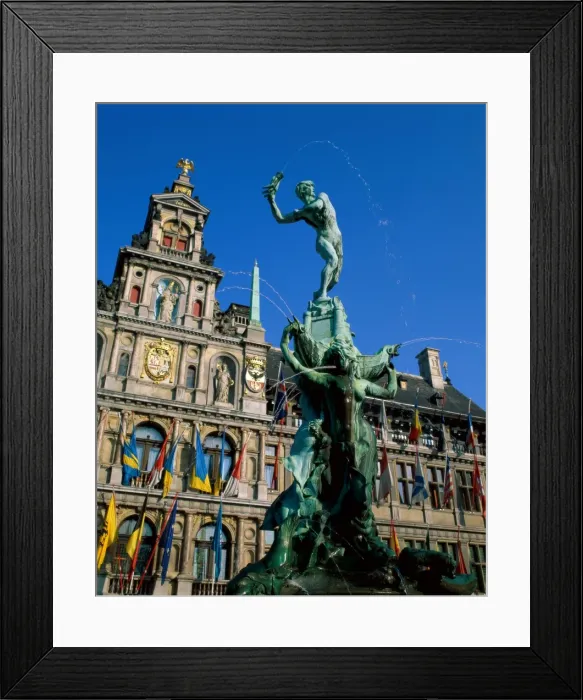Framed Print : Brabo Fountain & Town Hall, Antwerp, Eastern Flanders, Belgium Framed Print : Brabo Fountain & Town Hall, Antwerp, Eastern Flanders, Belgium