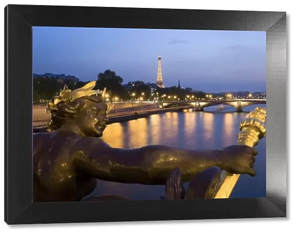 France, Paris, Eiffel Tower, view from Pont Alexandre III
