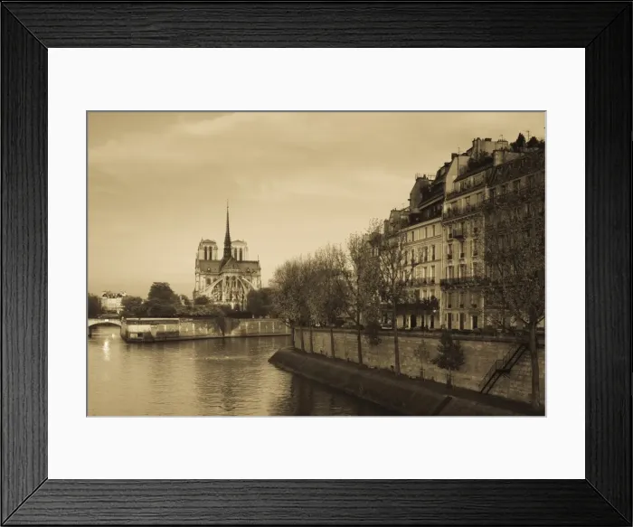 Framed Print : France, Paris, Notre Dame cathedral and Ile St-Louis buildings