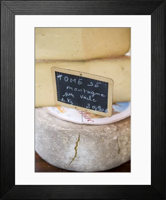 Framed Print : Cheese at Market, Sarlat, Dordogne, France, France