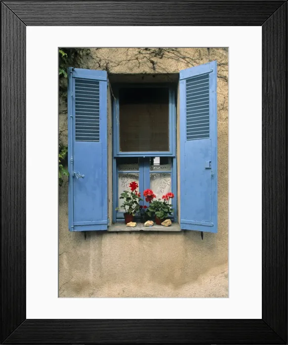 Framed Print : Window and blue shutters Framed Print : Window and blue shutters