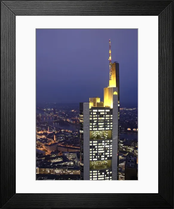 Framed Print : Commerzbank Building from Helaba Building, Frankfurt, Hessen, Germany Framed Print : Commerzbank Building from Helaba Building, Frankfurt, Hessen, Germany