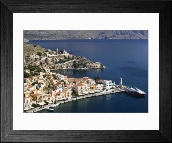 Framed Print : Harbour, Symi Town  /  Gialos, Symi, Greece