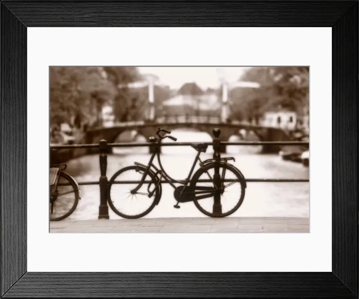 Framed Print : Bike on bridge & Canal, Amsterdam, Holland