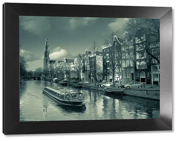 Prinsengracht and Westerkerk in the background, Amsterdam, Holland