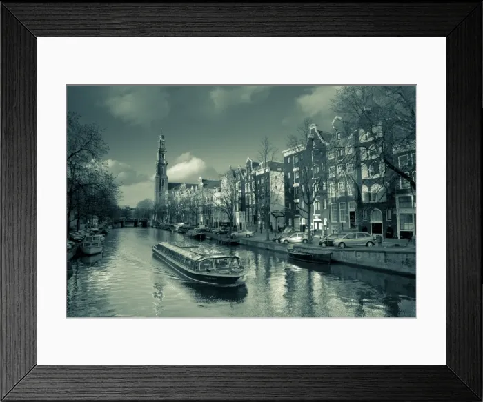 Framed Print : Prinsengracht and Westerkerk in the background, Amsterdam, Holland Framed Print : Prinsengracht and Westerkerk in the background, Amsterdam, Holland