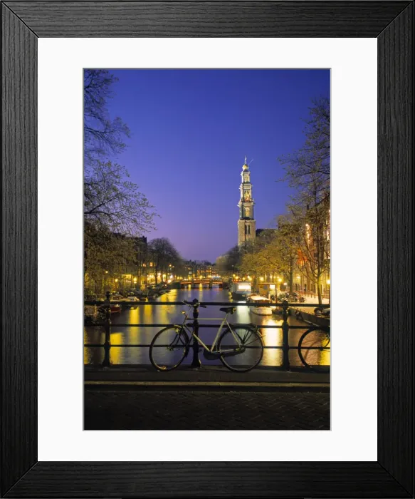 Framed Print : Prinsengracht & Wsterkerk, Amsterdam, Holland