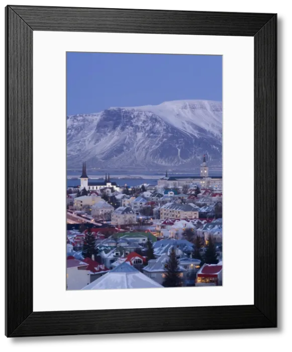 Framed Print : View over Reykjavik in winter, Iceland Framed Print : View over Reykjavik in winter, Iceland