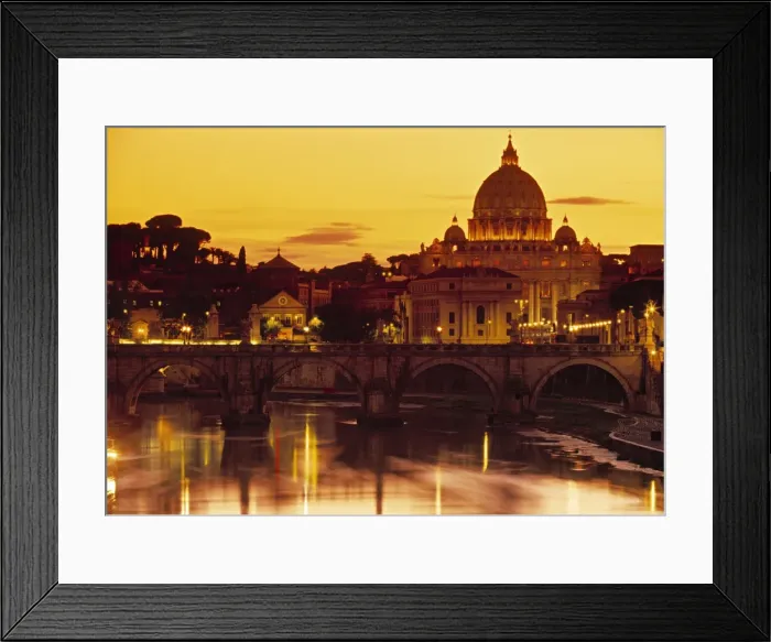 Framed Print : St Peters Basilica & Ponte Saint Angelo, Rome, Italy
