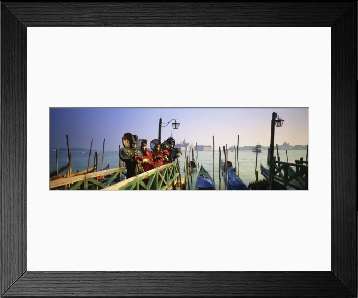 Framed Print : Gondolas & people in Carnival costumes, Piazza San Marco (St Framed Print : Gondolas & people in Carnival costumes, Piazza San Marco (St