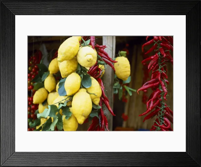 Framed Print : Lemons and peppers for sale at the roadside Framed Print : Lemons and peppers for sale at the roadside