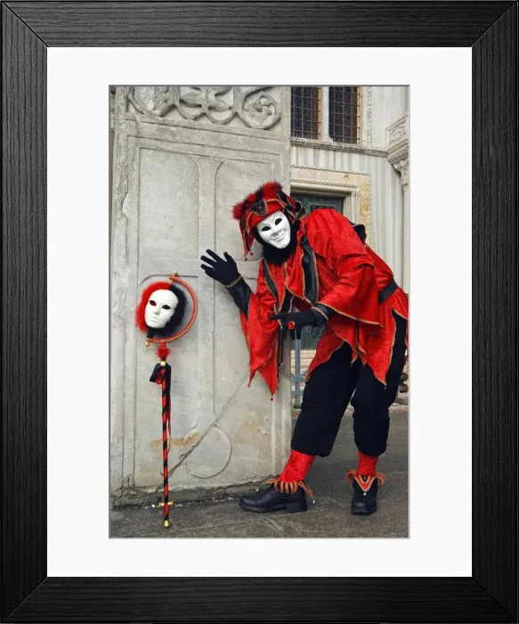 Framed Print : Carnival Joker Costumes and Mask