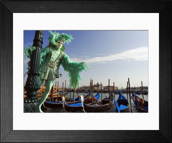 Framed Print : Venice Carnival People in Costumes and Masks on Canal Framed Print : Venice Carnival People in Costumes and Masks on Canal