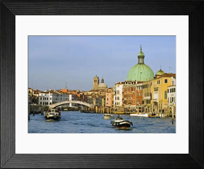 Framed Print : Boats on Grand Canal Santa Lucia Basilica Framed Print : Boats on Grand Canal Santa Lucia Basilica