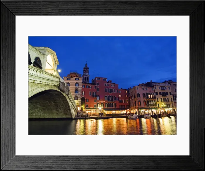 Framed Print : Grand Canal Ponte Di Rialto Bridge at night Framed Print : Grand Canal Ponte Di Rialto Bridge at night