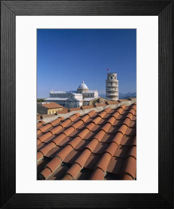 Framed Print : Leaning Tower (Torre Pendente) & Tiled Rooftops Framed Print : Leaning Tower (Torre Pendente) & Tiled Rooftops