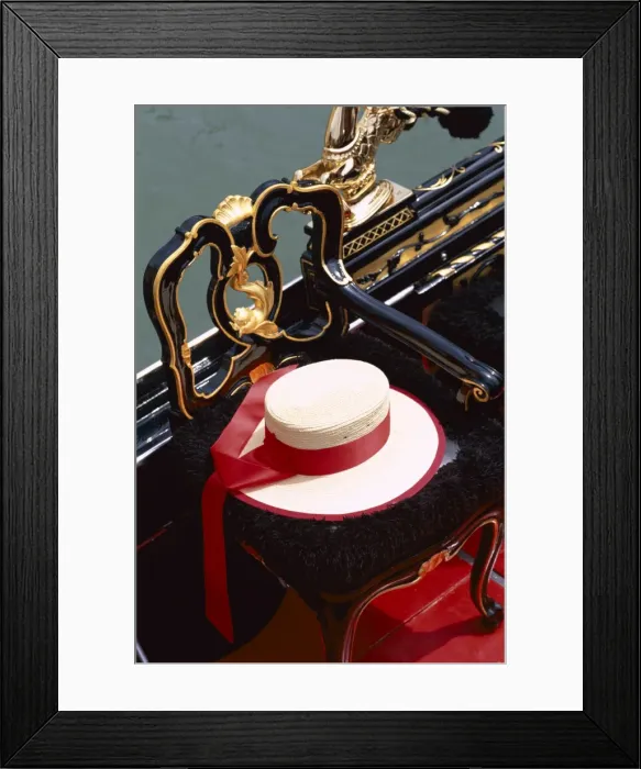 Framed Print : Gondoliers Hat & Detail of Gondola, Venice, Veneto, Italy Framed Print : Gondoliers Hat & Detail of Gondola, Venice, Veneto, Italy