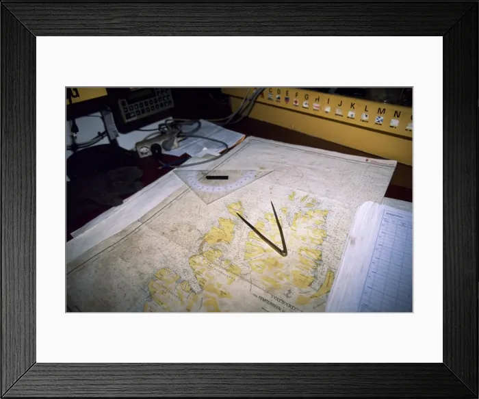 Framed Print : Map of northern Spitsbergen in the Noordelichts chart room