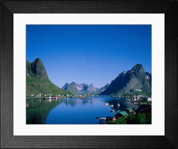 Framed Print : Typical Scenery / Mountains & Sea, Reine, Lofoten Islands, Norway Framed Print : Typical Scenery / Mountains & Sea, Reine, Lofoten Islands, Norway