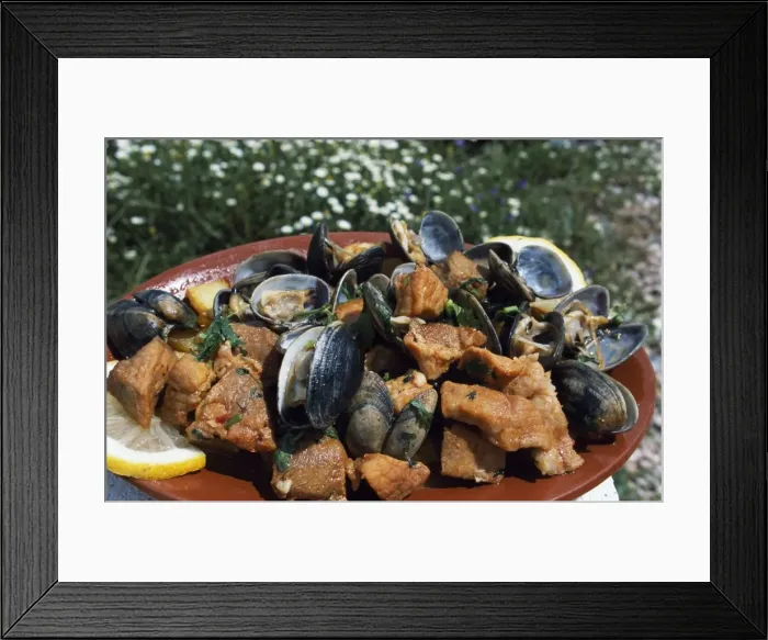 Framed Print : Pork and clams is a typical dish of the Alentejo Framed Print : Pork and clams is a typical dish of the Alentejo