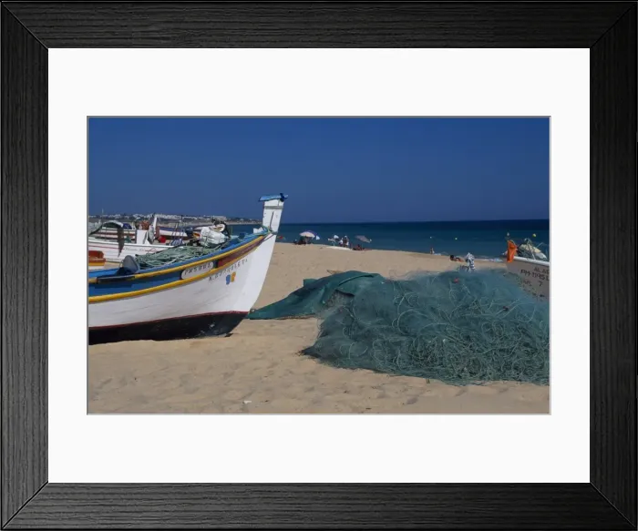 Framed Print : Fishing boats and nets on the beach Framed Print : Fishing boats and nets on the beach
