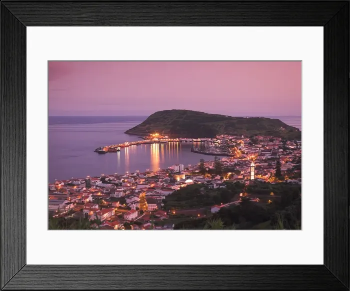 Framed Print : Harbour & town of Horta, Faial Island, Azores, Portugal