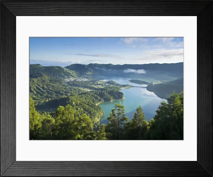 Framed Print : Sete Cidades village with Lagoa Azul & Lagoa Verde Framed Print : Sete Cidades village with Lagoa Azul & Lagoa Verde