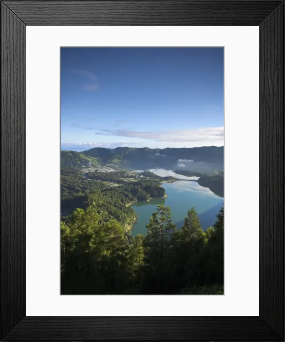 Framed Print : Sete Cidades village with Lagoa Azul & Lagoa Verde Framed Print : Sete Cidades village with Lagoa Azul & Lagoa Verde
