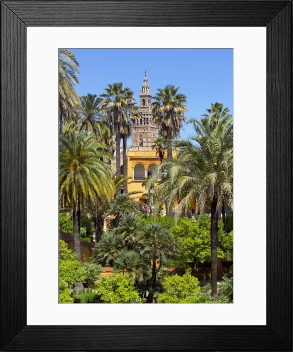 Framed Print : Giralda tower seen from Alcazar Gardens, Seville, Spain