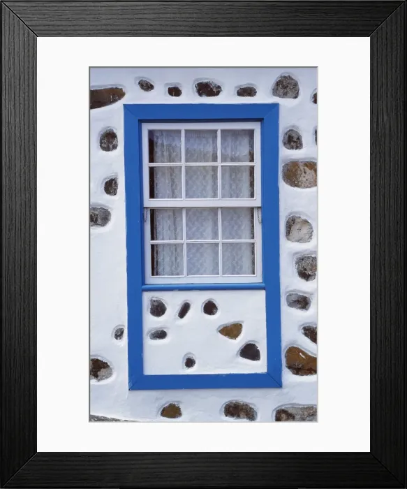 Framed Print : Detail of a window on a whitewashed house with inset Framed Print : Detail of a window on a whitewashed house with inset